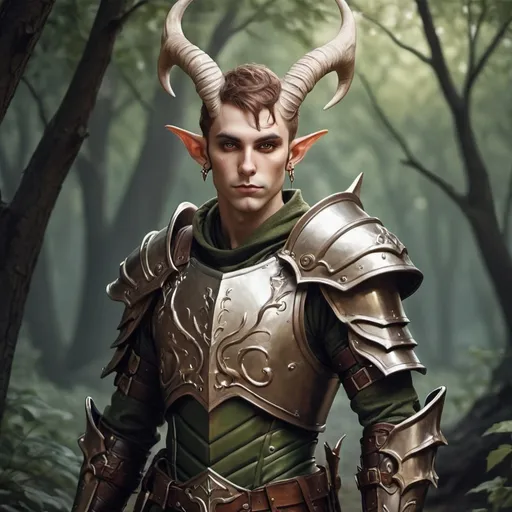 Prompt: Male horned elf in military armor 