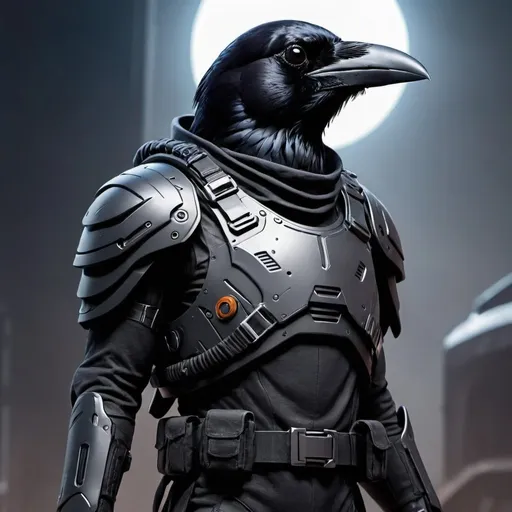 Prompt: Sci-fi soldier raven 