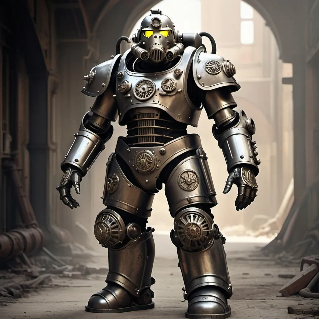 Prompt: Dieselpunk fallout power armor with roman design 