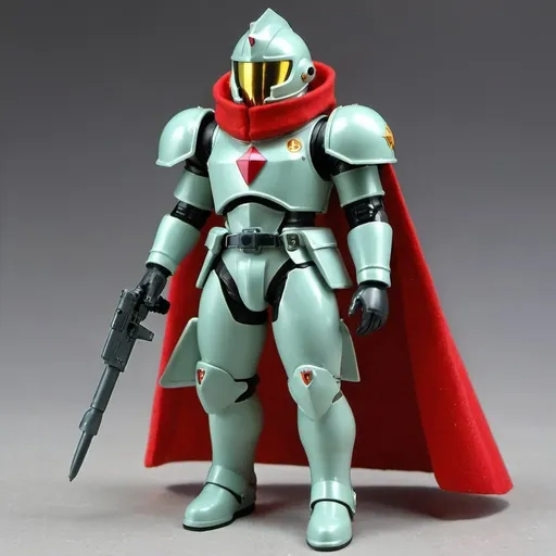 Prompt: Zeon pilot with shoulder cape and Knight helmet