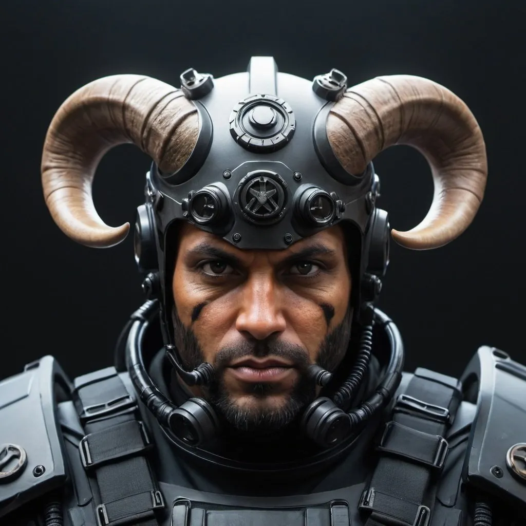 Prompt: Sci-fi special ops with horns