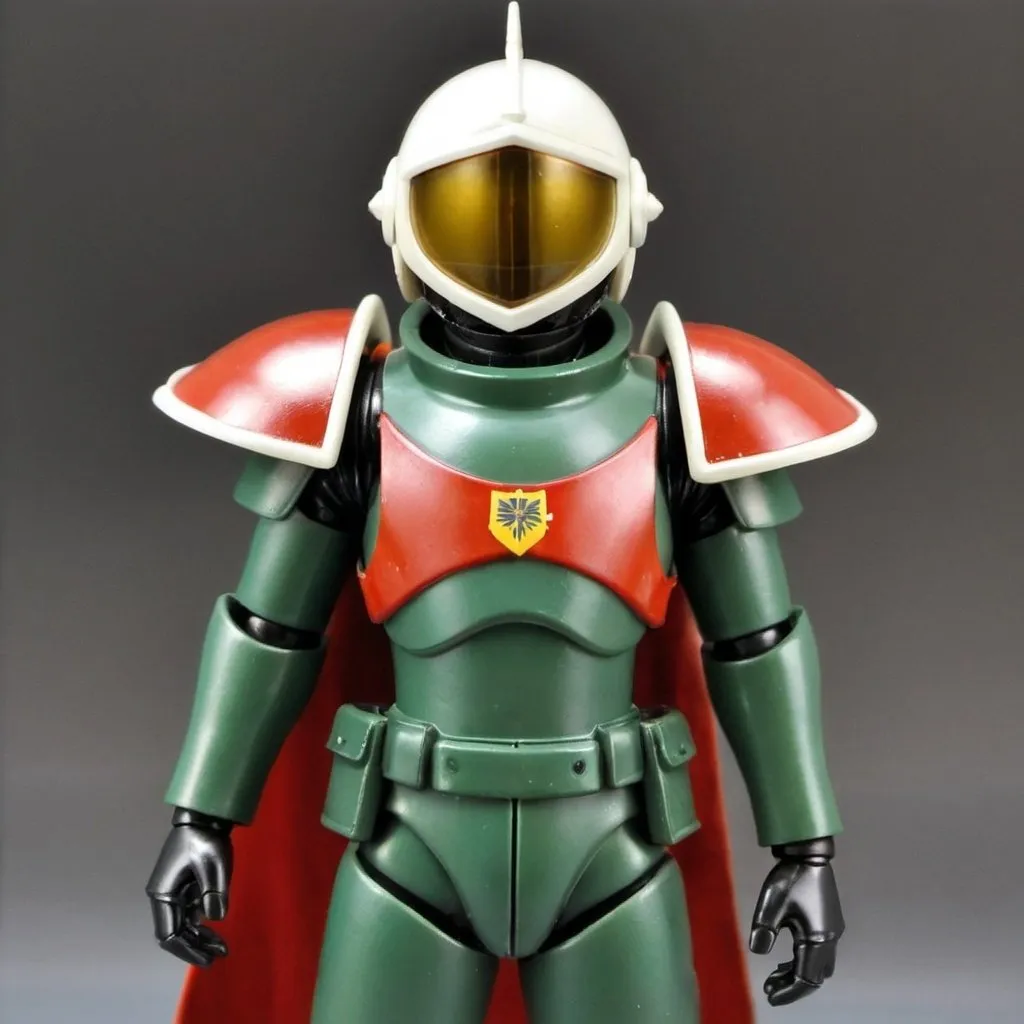 Prompt: Zeon pilot with shoulder cape and Knight helmet