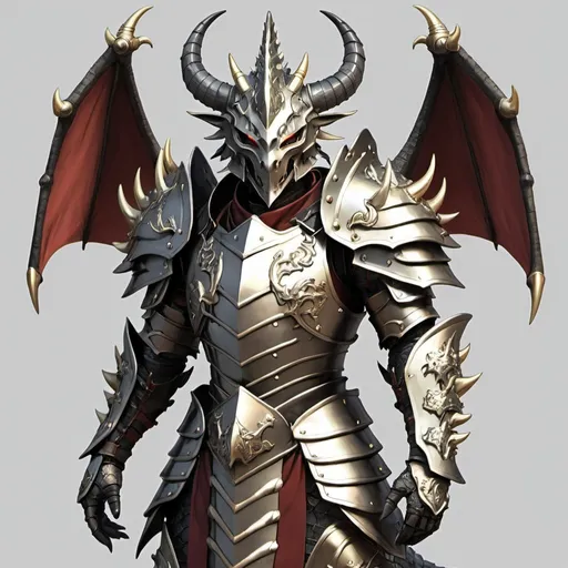 Prompt: Anime dragon armor with horned helmet 