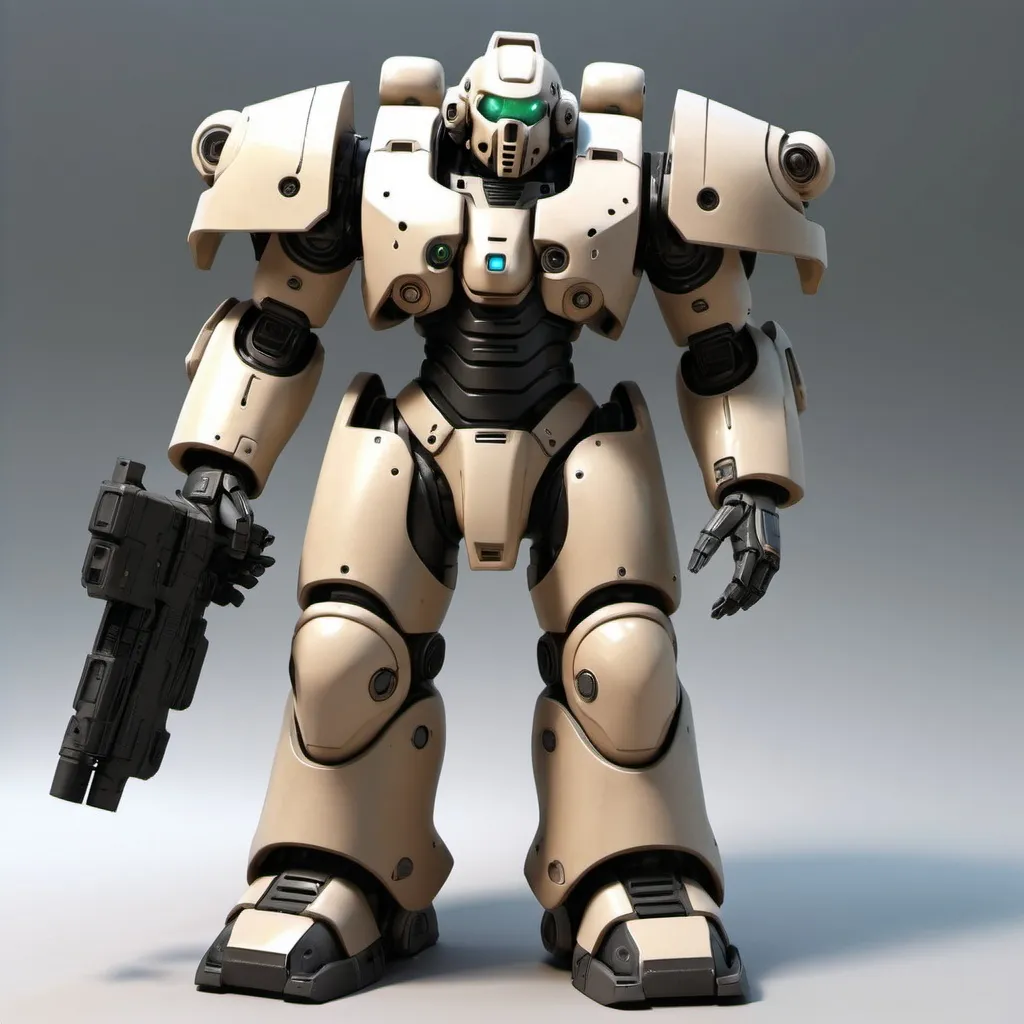 Prompt: Sci-fi tau power armor with sleek technological design 