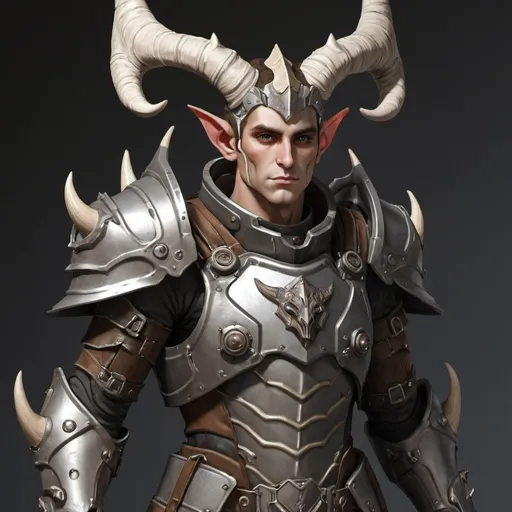 Prompt: Male horned elf in power armor 