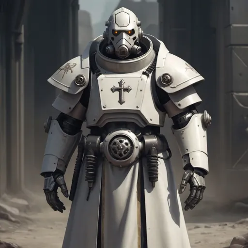 Prompt: Priest in power armor 