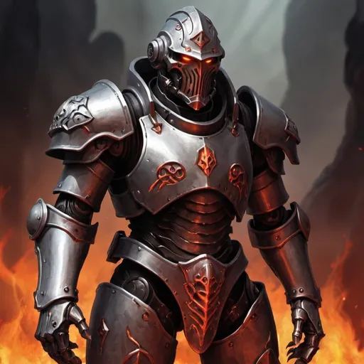 Prompt: Hell warforged soldier 