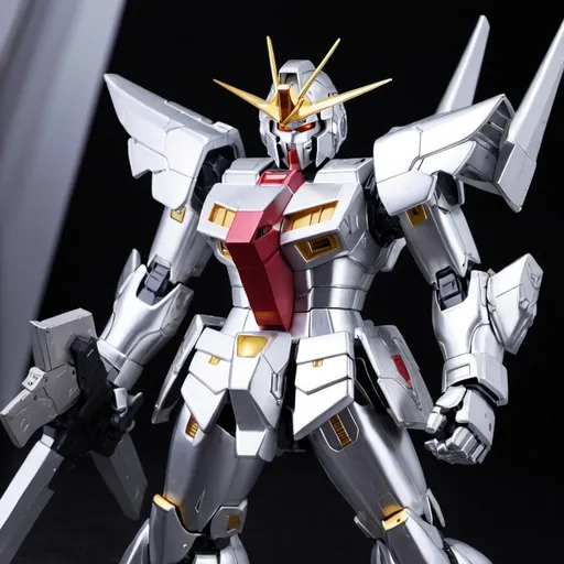 Prompt: Mass production silver Knight gundam