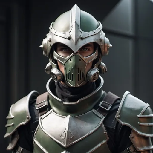 Prompt: Sci-fi male elf soldier in power armor with Knight helmet and facemask 