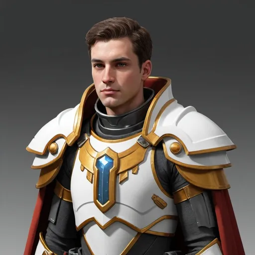 Prompt: Sci-fi paladin with shoulder cape 