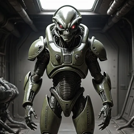 Prompt: Alien in power armor 
