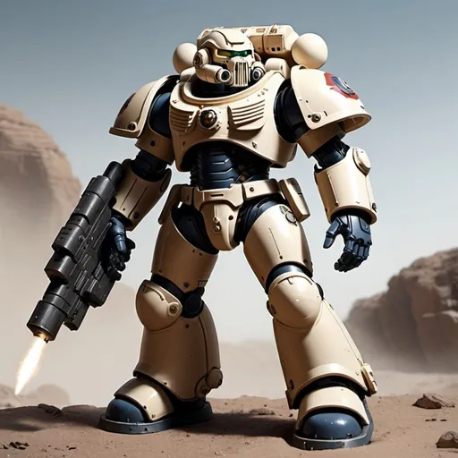 Prompt: Sci-fi tau space marine in power armor with sleek technological design 