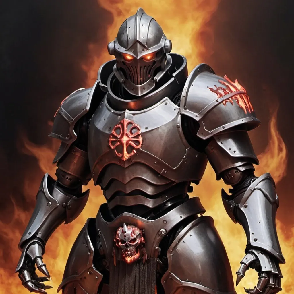 Prompt: Warforged hell knight 