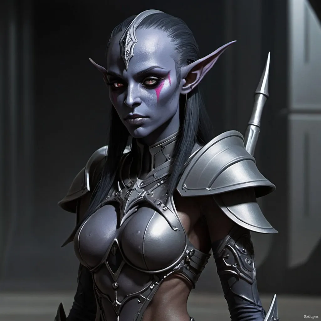 Prompt: Sci-fi dark elf soldier 