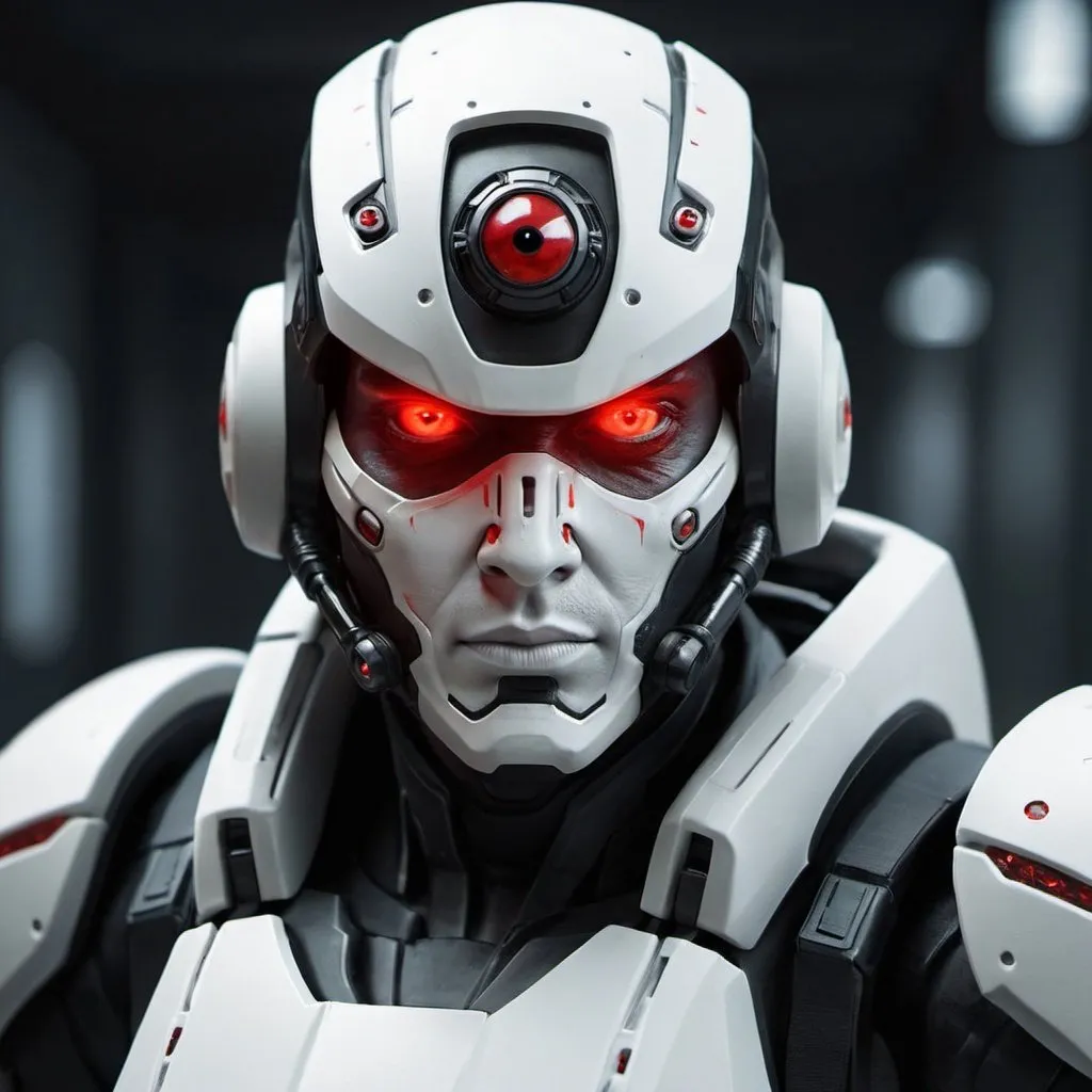 Prompt: Sci-fi soldier with red eyes 