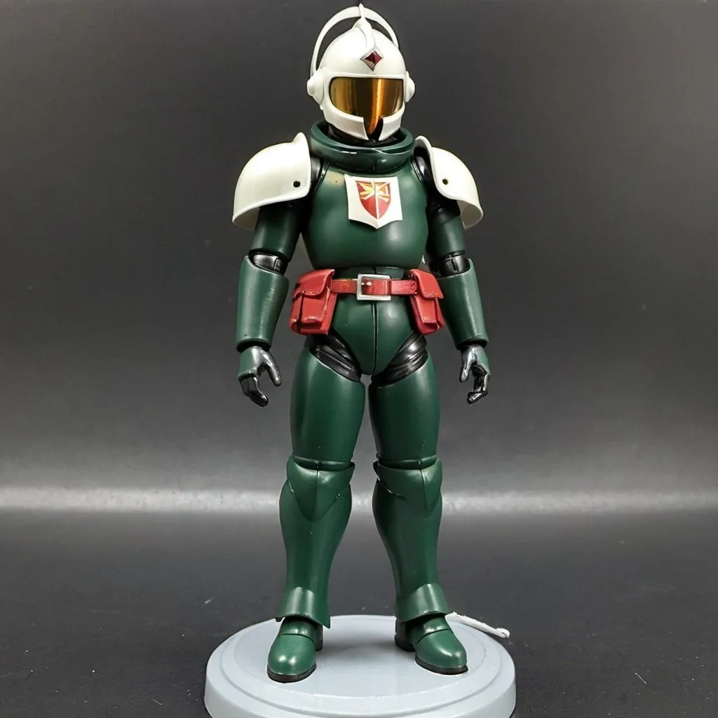 Prompt: Zeon pilot with shoulder cape and Knight helmet