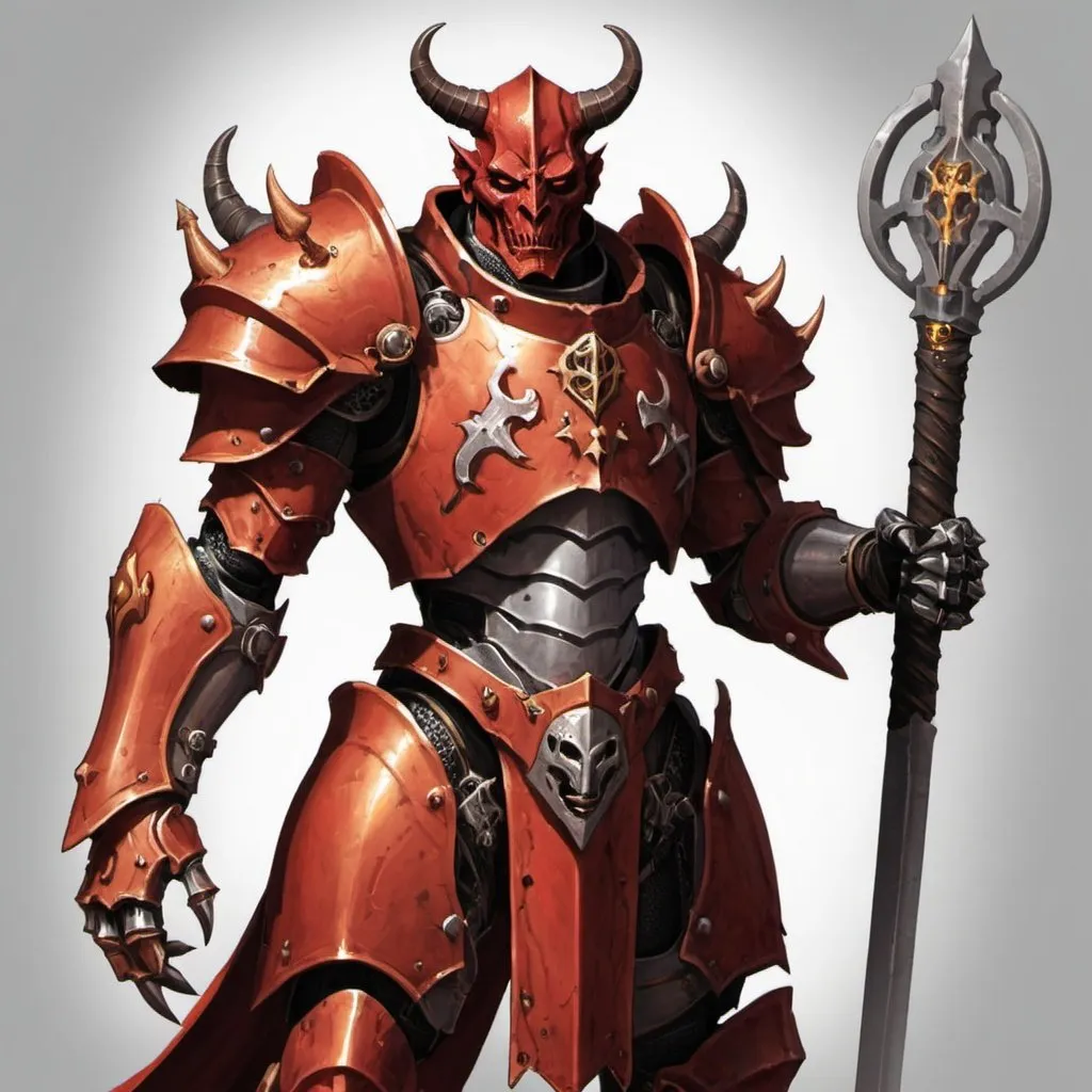 Prompt: Warforged devil paladin 