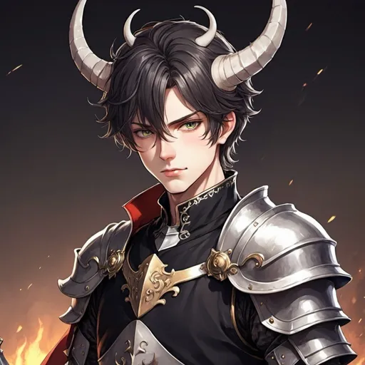 Prompt: Anime Prince Knight with horns