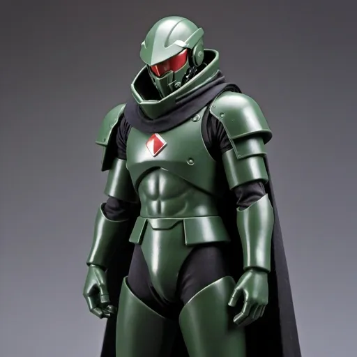 Prompt: Zeon soldier with shoulder cape in black 