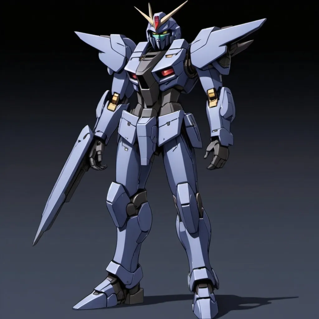 Prompt: Gundam Alus with sleek armor and roman design with a hint of elven style in raven color 