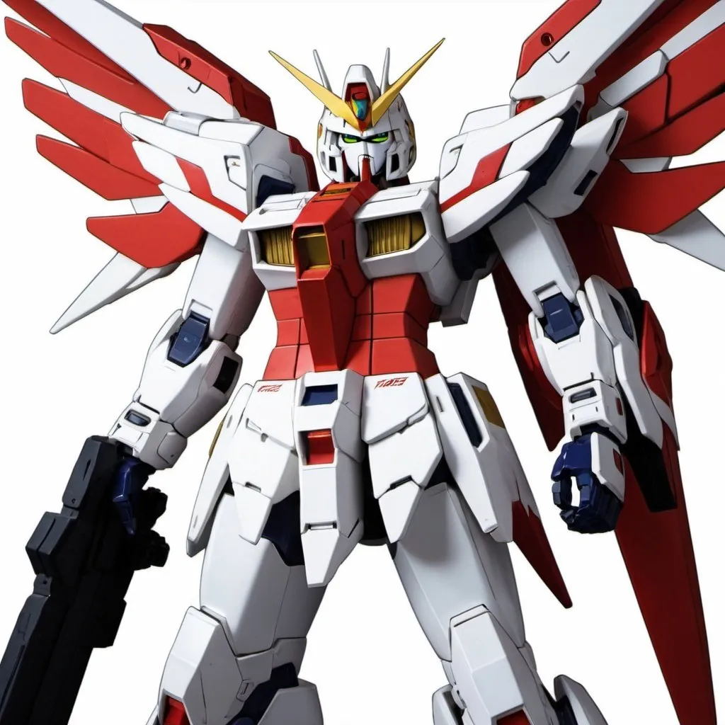 Prompt: White and red wing gundam  