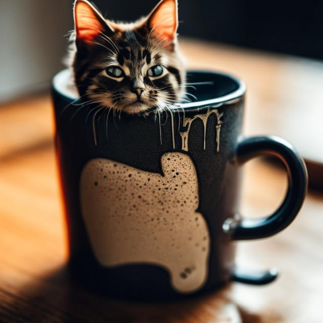Prompt: a cat in a mug