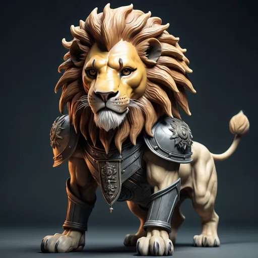 Prompt: a creature with half Lion and half soldier