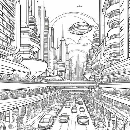 Prompt: City of the future coloring page
