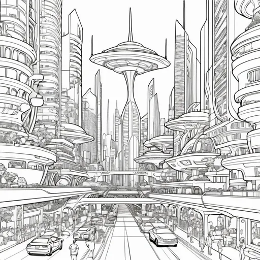 Prompt: City of the future coloring page
