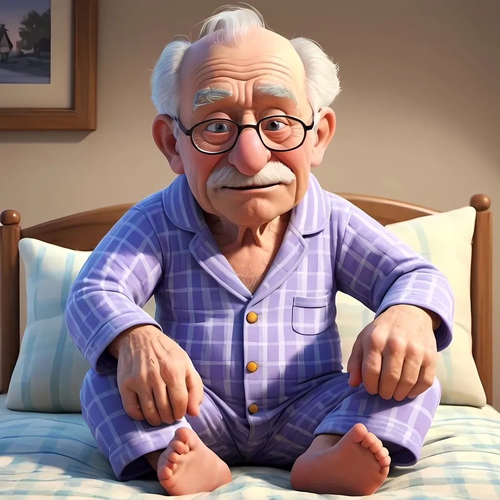 Prompt: Animation pictures Grandpa in Pajamas