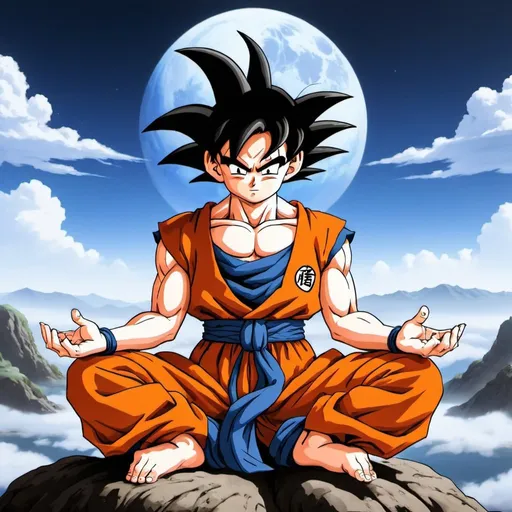 Prompt: Goku meditating
