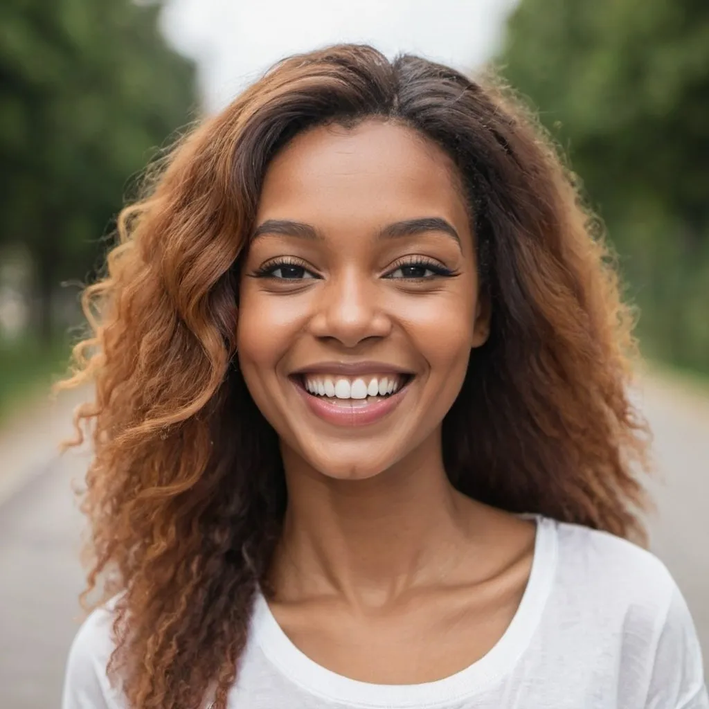 Prompt: Women with healthy hair smiling 