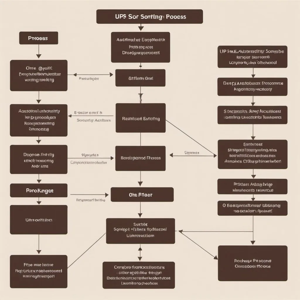 Prompt: give me flowchart of ups PACKAGE SORTING PROCESS BEFORE and after AUTOMATION