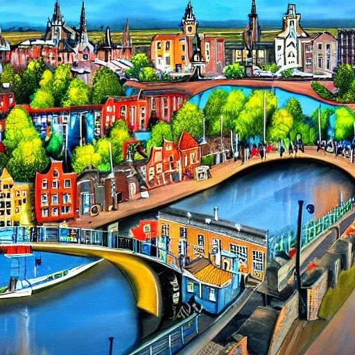 Prompt: beautiful painting of the city gorinchem in netherlands, trending on art station, high quality, highly detailed