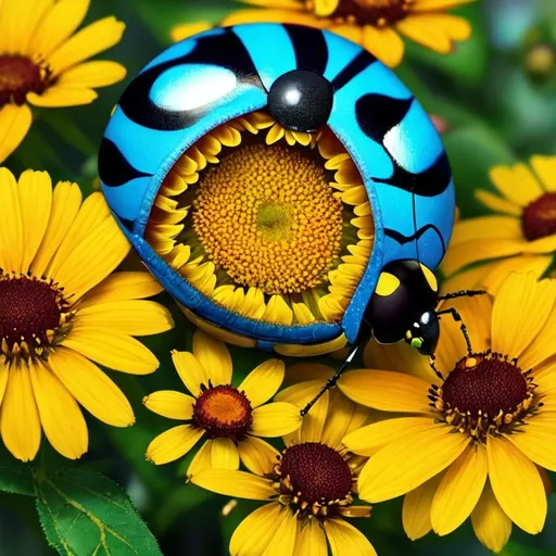 Prompt:  close up of an ladybug on yellow flower,  Style Flora Bowley and Vincent van Gogh,8k, dynamic lighting, ultra detailed