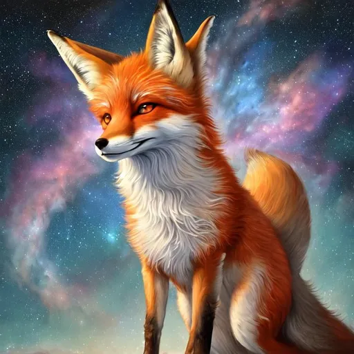 Prompt:  Oil painting by Botticelli portrait of a beautiful fox observing star dust and clouds in the milky-way, stunning image, epic fantasy image, award-winning cgi, artstation, blender 