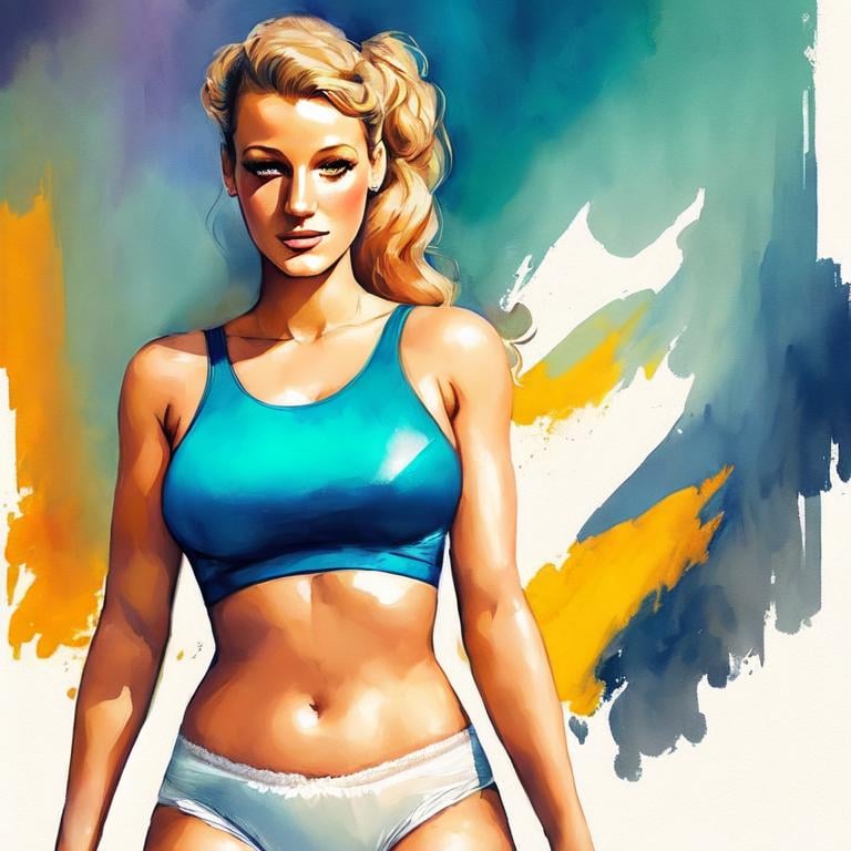 Prompt: Art Deco Fine Art illustration of ((Blake Lively)) as a stunning young and attractive #diaper-girl# Woman, ((wearing an adult diaper)) that is (designed to resemble a Pampers baby diaper). She loves wearing diapers, is an ABDL. The diaper should have a similar shape and design, with a white absorbent core, colored waistband, and cartoon characters or other playful graphics, adult diaper features include its high absorbency, softness, and comfort. The overall tone should be playful and lighthearted, with the goal of appealing to adults who want a diaper that is both functional and fun, trending on artstation.