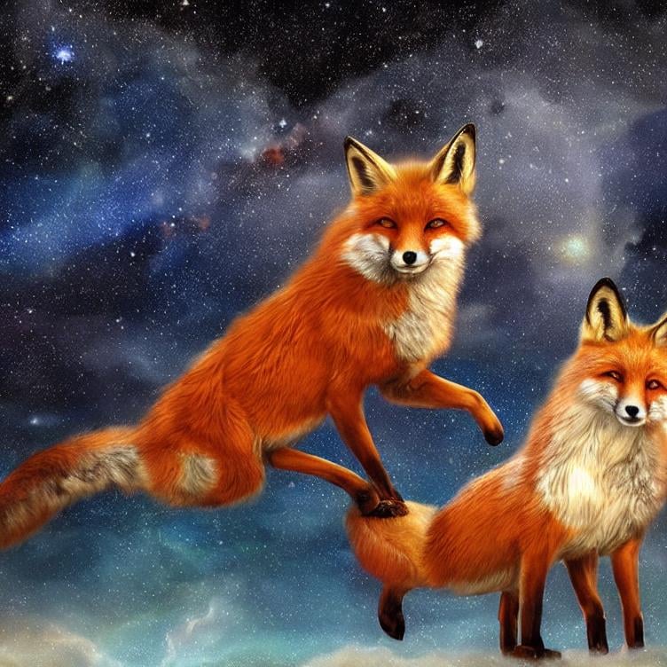 Prompt:  Oil painting by Botticelli portrait of a beautiful fox observing star dust and clouds in the milky-way, stunning image, epic fantasy image, award-winning cgi, artstation, blender 