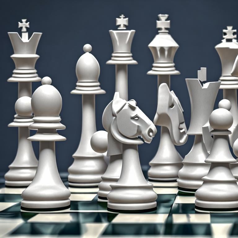 Prompt: Chess pieces talking to each other abstract art 