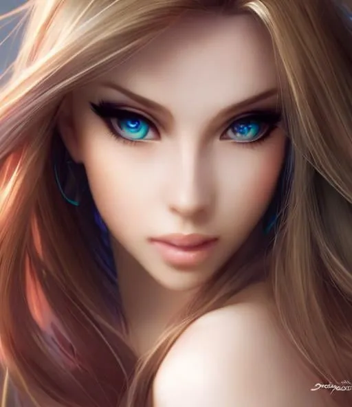 Prompt: Closeup face portrait of an very beautiful animee girl, smooth soft skin, big dreamy eyes, beautiful intricate colored hair, symmetrical, anime wide eyes, soft lighting, detailed face, by Toronto’s Sam Yang , stanley artgerm lau, wlop, rossdraws, concept art, digital painting, looking into camera