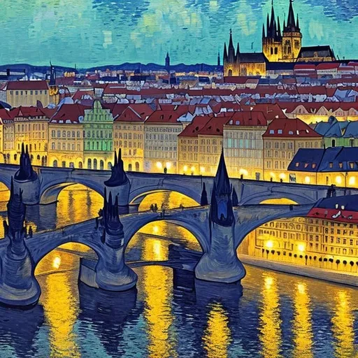 Prompt: city of Prague by van gogh