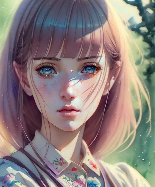 Prompt: Girl, Super realistic, hyperrealism, anime art concept, cartoon art concept, WLOP, Intricately Detailed, Magic, 8k Resolution, VRAY, HDR, Unreal Engine, Vintage Photography, Beautiful, Tumblr Aesthetic, Retro Vintage Style, Hd Photography, Beautiful Watercolor Painting, Realistic, Detailed, Painting By Olga Shvartsur, Svetlana Novikova, Fine Art, Soft Watercolor,  Extreme Detail, Digital Art, 4k, Ultra Hd, Mixed Media