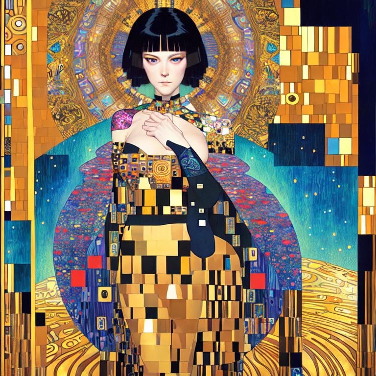 Prompt: Surreal landscape, optical illusion, elegant, dynamic lighting, poster,crisp quality,patchwork by Gustav Klimt and James Jean,art by artgerm and greg rutkowsky and alphonse mucha,Leonid Afemov