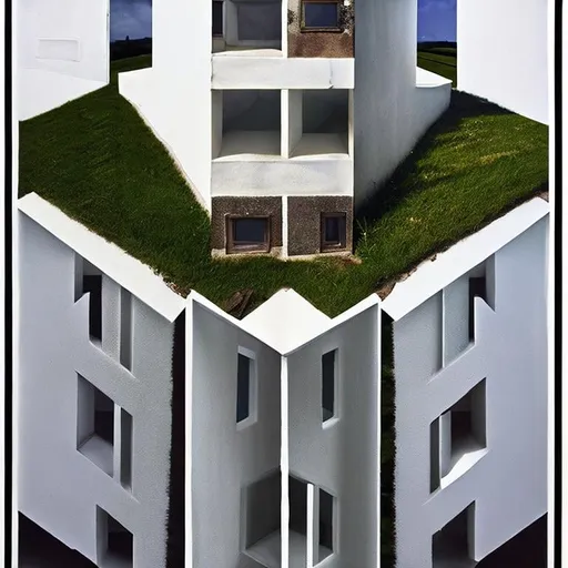 Prompt: Surreal landscape, Style: Escher, Mirko Reisser Daim, Leandro Erlich, optical illusion, elegant, dynamic lighting, poster,crisp quality, Leonid Afemov