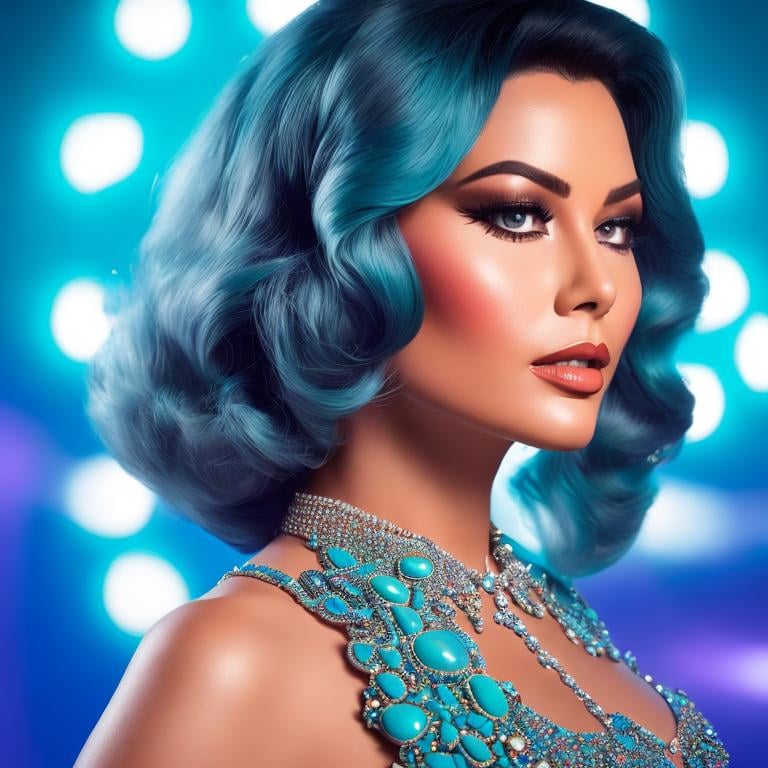 Prompt: a professional photograph of a female 1975 pin-up, optical illusion in background, sparkling turquoise color, exquisite detail, sharp-focus, intricately-detailed, award-winning photograph, low-contrast, high-sharpness, facial-symmetry, depth-of-field, unreal engine render, center image, dream-like, ultra high res, best quality, 8k, raw photo