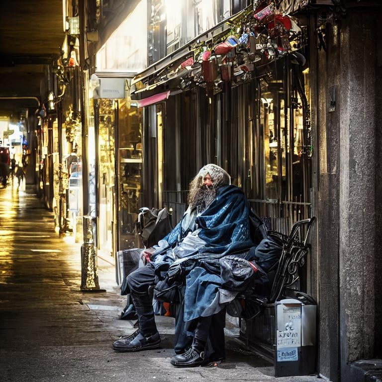 Prompt: Homeless man, Nikon D850 elegant Award winning photography fantasy intricate 8k beautiful high detail dynamic lighting award winning imperial colors hyperrealistic 4K 3D high definition crisp quality Unreal Engine colourful hdr cinematic postprocessing VRay Anna Dittmann Tom Bagshaw irina french John James Audubon Iwona Lifsches Liseth Visser Alex Alemany