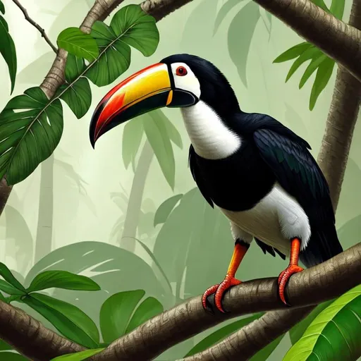 Prompt:  Bird book illustration an of an toucan, background misty dark jungle, cinematic, highly detailed, closeup, digital painting, highly chiseled features, fine body detail, high detail facial features, intricate, very sharp muscular detail, artstation, concept art, smooth, sharp focus, illustration, art By John James Audubon