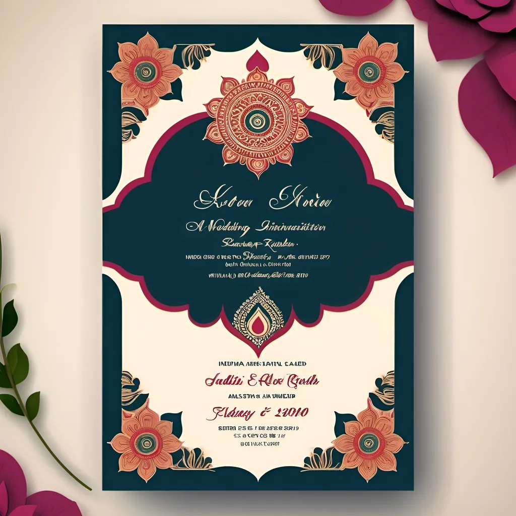 Prompt: create me a wedding invitation card with india traditional touch