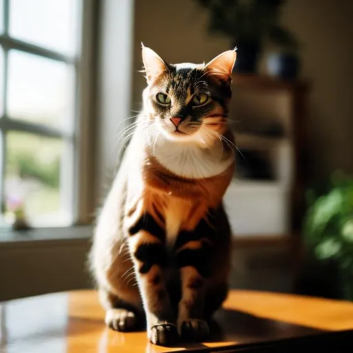 Prompt: A cat sitting on a table