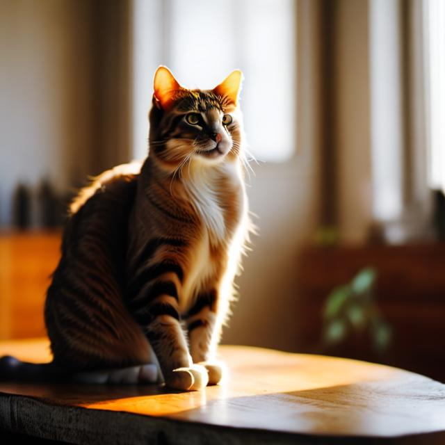 Prompt: A cat sitting on a table